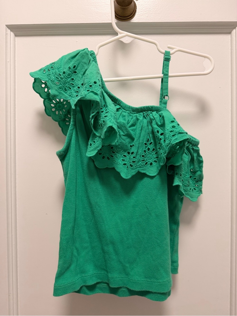 GAP Green One-Shoulder Eyelet Ruffle Tank - Picture 4 of 4